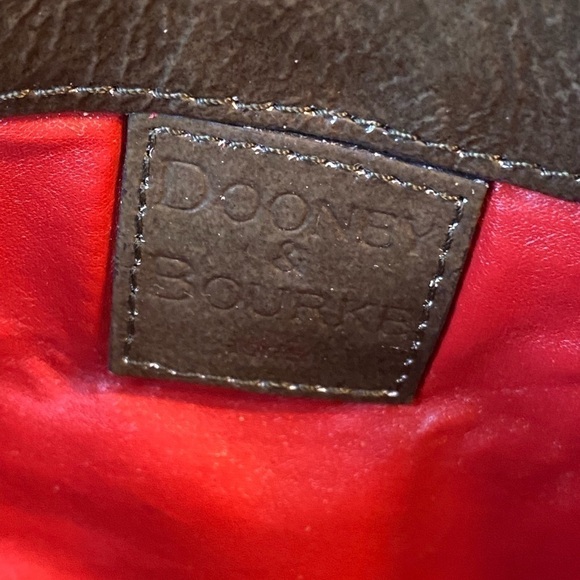 Vintage Mini Dooney & Bourke Envelope Fold Over Glossy Handbag, Brown/Olive - Picture 9 of 14